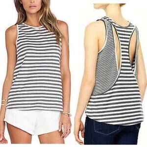 Lovers + Friends Gray White Stripe Layer Racerback Tank‎ Top Size Small